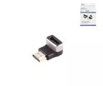 DINIC HDMI-A adapter, 90° angle bottom, 8K, metal HDMI-A socket to plug, 8K 60Hz / 4K 120Hz, DINIC box with Euro hole
